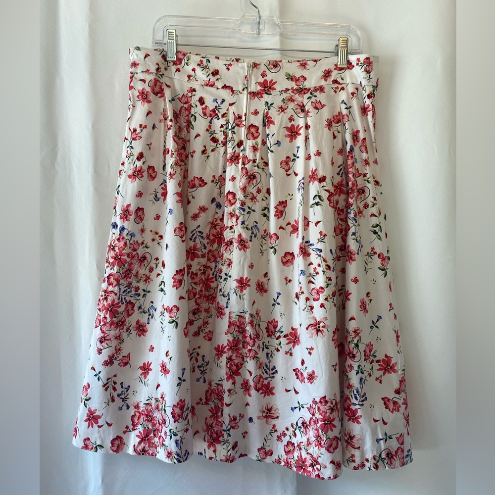 Women's Pleated Floral Cottagecore Fit And Flare Cotton Blend Skirt 12 Romantic - Picture 5 of 16